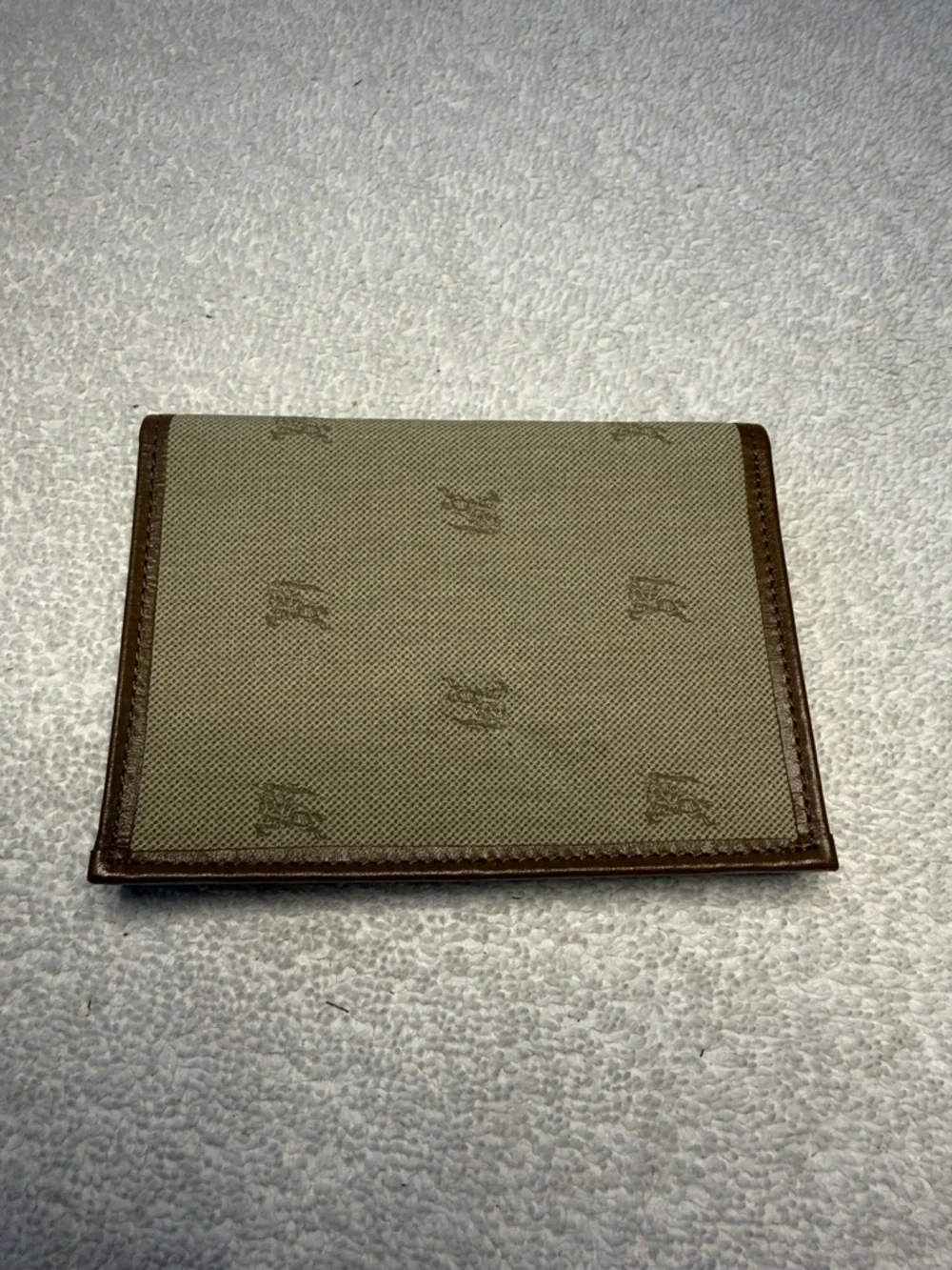 Burberrys of London Tan Canvas Card Holder with Brown Leather Trim